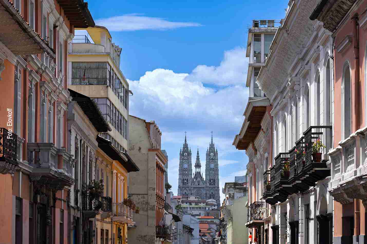 Old colonial street in Quito